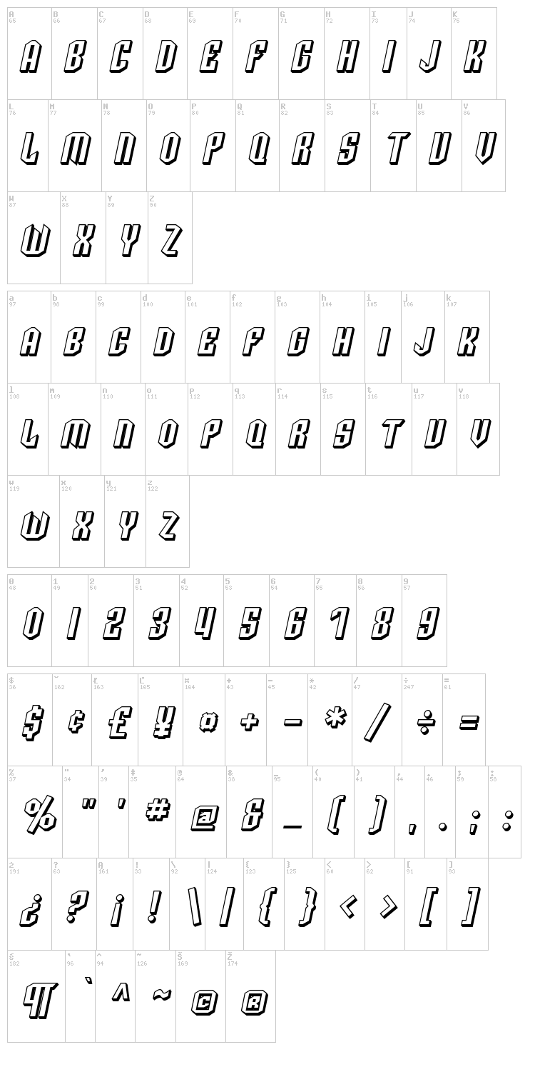 SF Archery Black font map